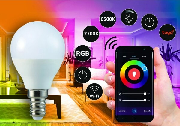 RGB LED Bec dimmabil G45 E14/5,5W/230V 2700-6500K Wi-fi Tuya