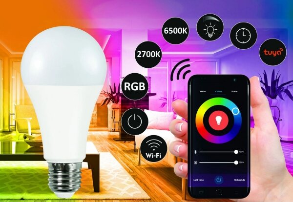 RGB LED Bec dimmabil A65 E27/11W/230V 2700-6500K Wi-fi Tuya