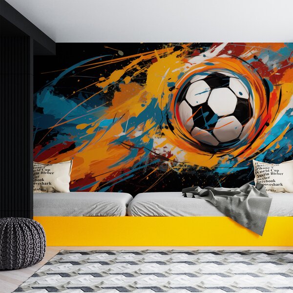 Tapet Minge de fotbal, Fototapet pentru camera unui adolescent, Fototapet Fotbal, w05460 : Uwalls.ro