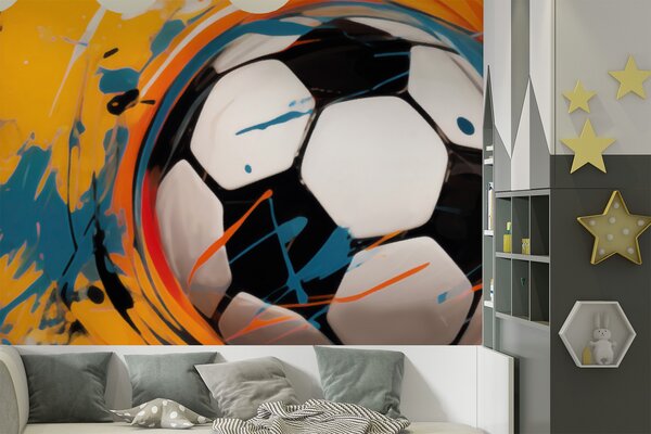 Tapet Minge de fotbal, Fototapet pentru camera unui adolescent, Fototapet Fotbal, w05460 : Uwalls.ro