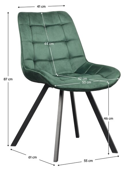 KONDELA Scaun de luat masa, ţesătură Velvet verde închis/negru, SAMIRA