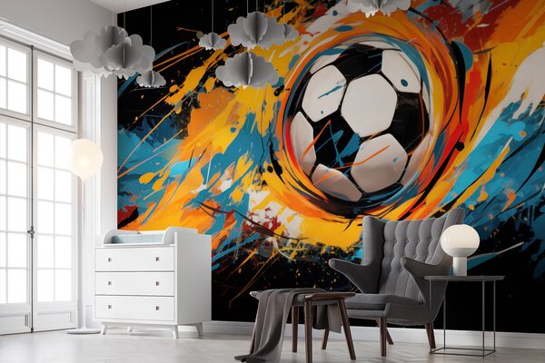 Tapet Minge de fotbal, Fototapet pentru camera unui adolescent, Fototapet Fotbal, w05460 : Uwalls.ro
