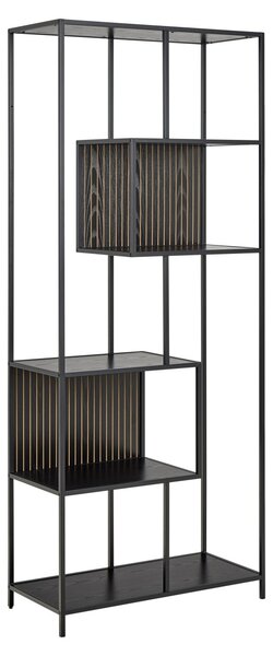 Biblioteca Seaford V1, Negru, 185x77x35 cm