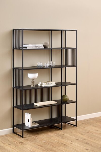 Biblioteca Strington, Negru, 185x120x35 cm