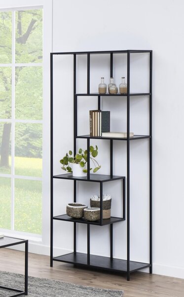 Biblioteca Seaford, Negru V1, 185x77x35 cm