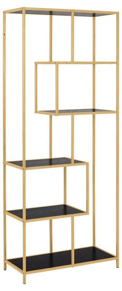 Biblioteca Seaford, Negru, 185x77x35 cm
