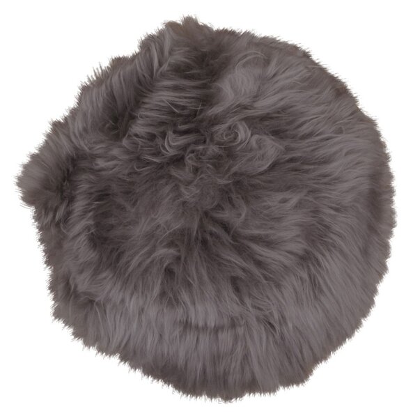 Perna scaun din piele de miel, maro, Ø35 cm