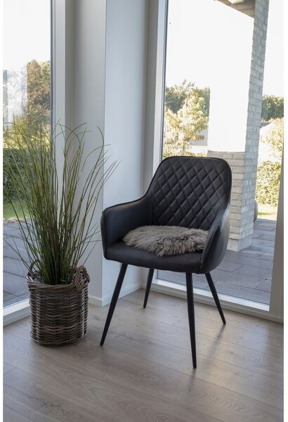 Perna scaun din piele de miel, maro, Ø35 cm