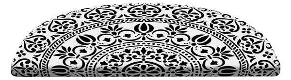 Set 16 covorașe pentru scări Vitaus Anatolian Lace, 20 x 65 cm, negru - alb