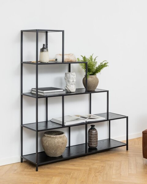 Biblioteca Seaford, Negru, 150x135x35 cm