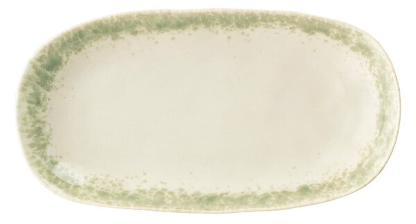 Platou din gresie ceramică Bloomingville Paula, 23,5 x 12,5 cm, alb-verde