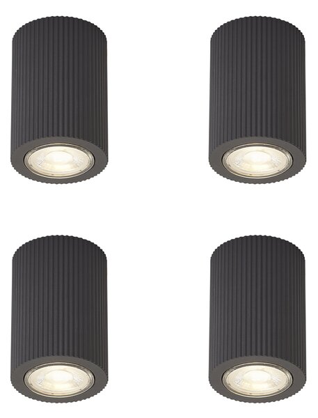 Set de 4 spoturi moderne negre pentru tavan - Sprawl