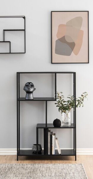 Biblioteca Seaford, Negru, 114x77x35 cm