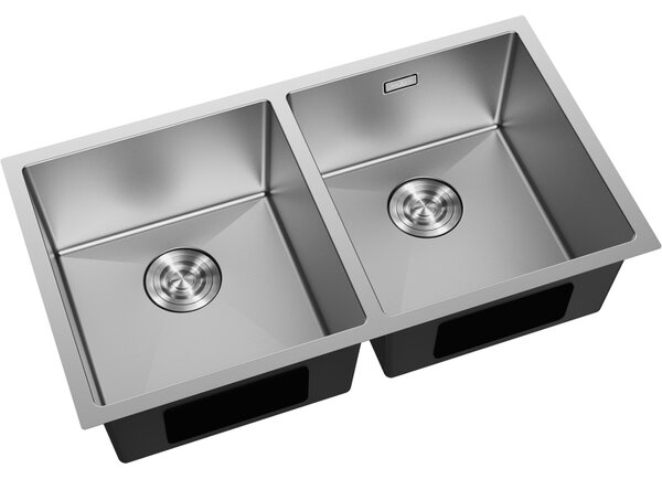 Chiuvetă Mexen Binox, din oțel inoxidabil cu 2 compartimente, 800 x 450 mm, oțel periat, 6421802000-01