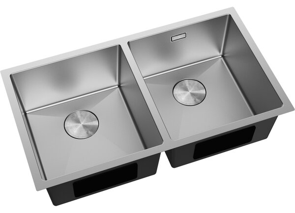 Chiuvetă Mexen Binox, din oțel inoxidabil cu 2 compartimente, 800 x 450 mm, oțel periat, 6421802000-01