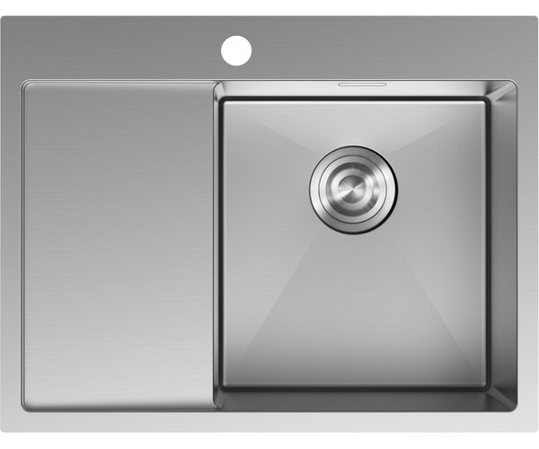 Chiuvetă Mexen Exar, din oțel inoxidabil cu 1 compartiment și scurgător, dreapta, 620 x 480 mm, oțel periat, 6432621005P-01