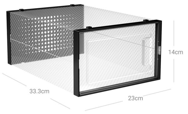 Organizator pentru pantofi MARI, 18 compartimente, transparent/negru SongmicsHome