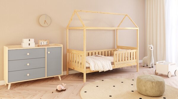 Pat tip căsuță joasă Nemos pentru copii 80x160 - culoare pin