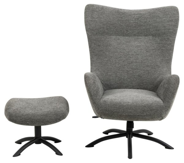 Set 2 piese Fotoliu si taburet Talgarth, Gri, 105x76x86 cm