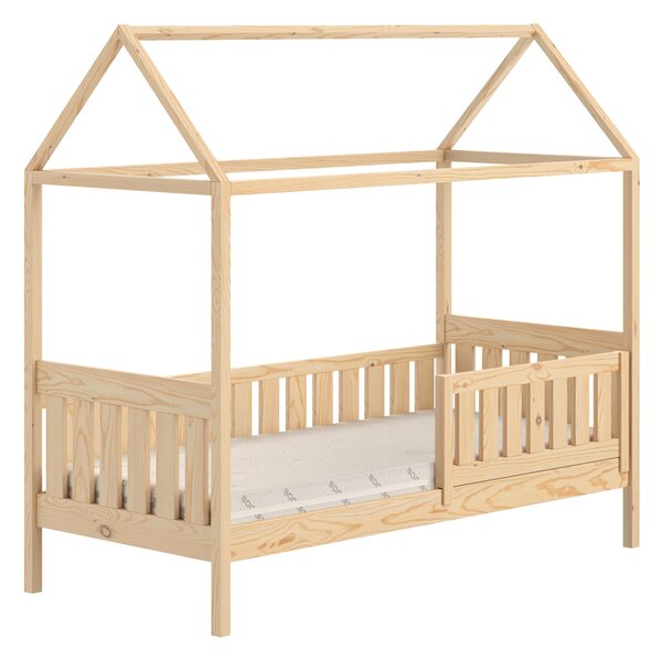 Pat supraetajat tip căsuță Nemos II 80x160 cu sertare - culoare pin