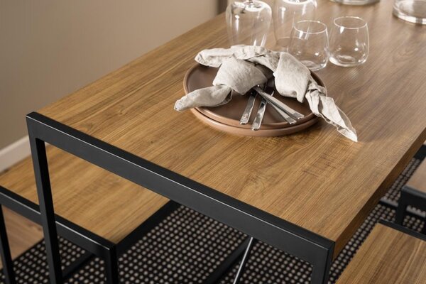 Set 4 piese Masa de bar cu banca si scaune Bahamas, Natural, 105x120x60 cm