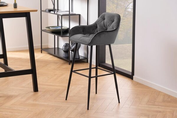 Scaun de bar Brooke, Gri, 104x52x53 cm
