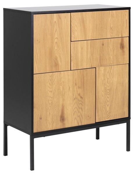 Bufet Seaford, Negru mat, 103x80x40 cm