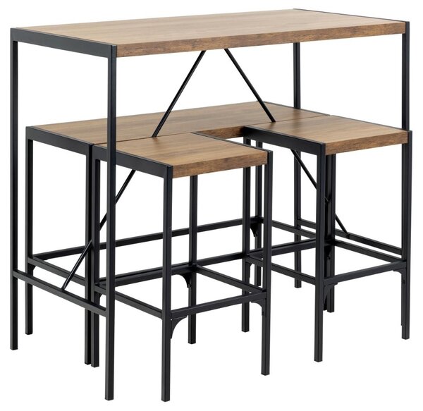 Set 4 piese Masa de bar cu banca si scaune Bahamas, Natural, 105x120x60 cm