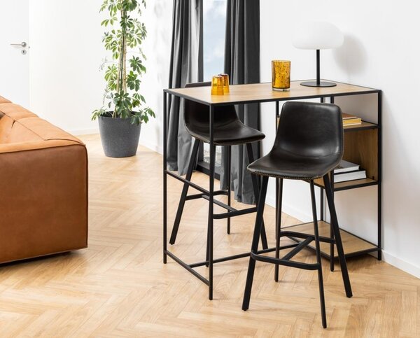 Scaun de bar I_Oregon, Negru, 103x46.5x50 cm