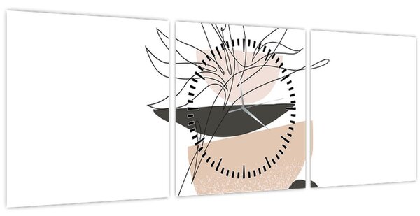 Tablou - Linie de artă flori N⁰1 (cu ceas) (90x30 cm)
