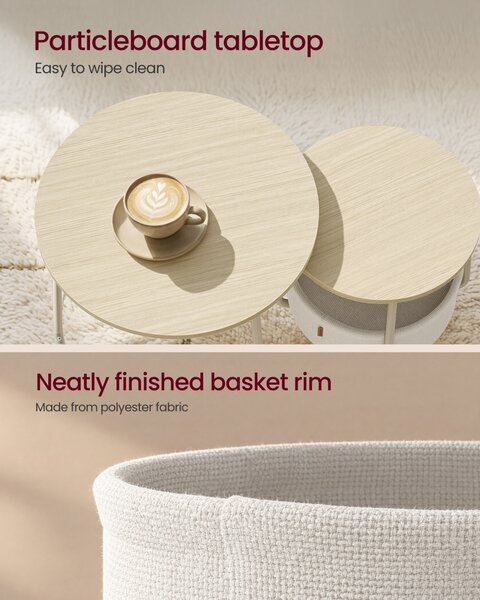 Set 2 piese Masute de cafea Lilea, Natural, 60x60x48 cm