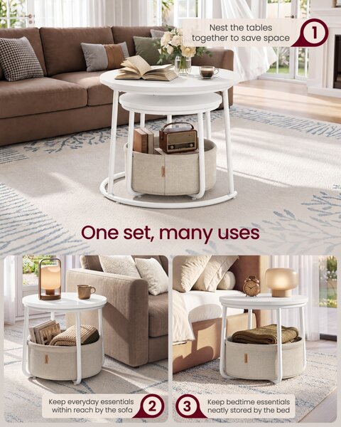 Set 2 piese Masute de cafea Lilea, Mat, 60x60x48 cm
