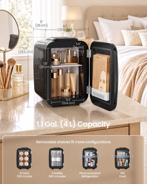 Mini frigider portabil Island, Negru, 28x20.5x29.5 cm