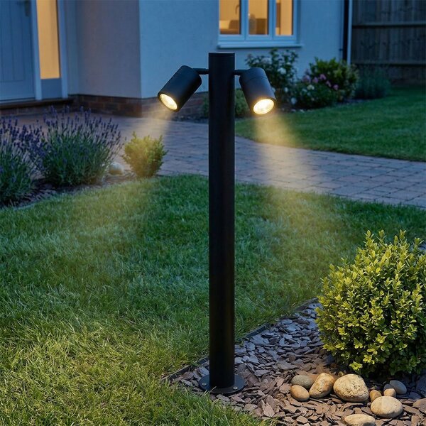 Lampă de exterior cu statie neagră, 80 cm IP44 reglabilă cu 2 lumini - Duo