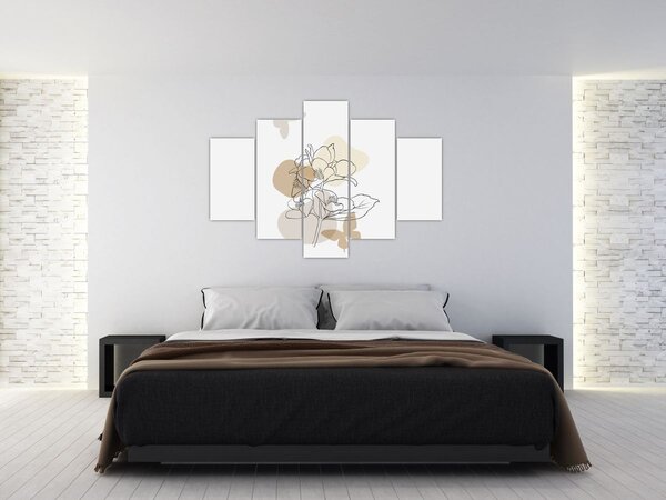 Tablou - Flori bej cu fluture N⁰1 (150x105 cm)