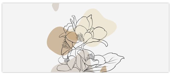 Tablou - Flori bej cu fluture N⁰1 (120x50 cm)