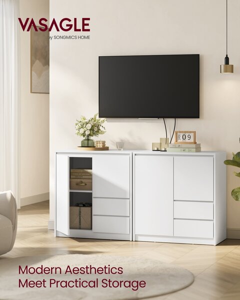 Dulap de depozitare cu 3 usi Kailyn, Alb, 70x40x74.5 cm