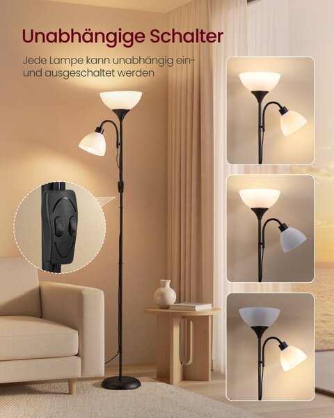 Lampadar LED Lusia, Negru, 38.5x23.5x176 cm