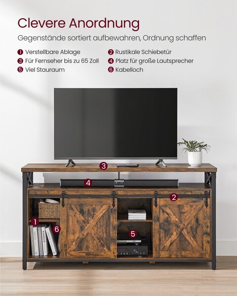 Comoda TV Daxton, Maro rustic, 147x40x76 cm