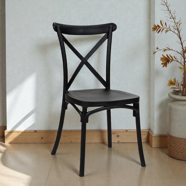 Scaun de bucatarie, stil clasic, inaltime 88 cm, polipropilena, negru