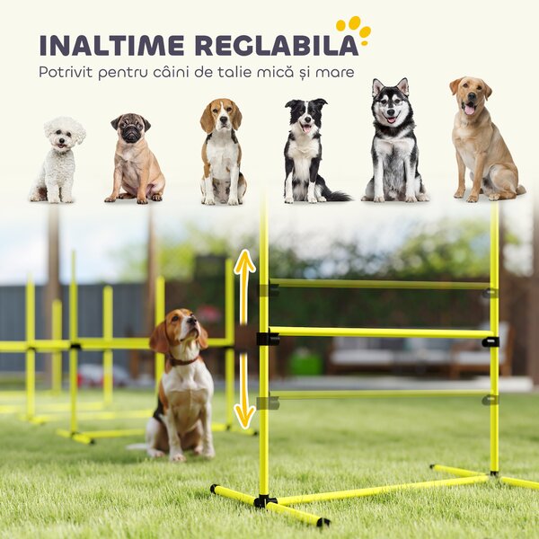 PawHut set din 4 obstacole pentru caini reglabile pe inaltime, 99x71x95, albastru | Aosom Romania
