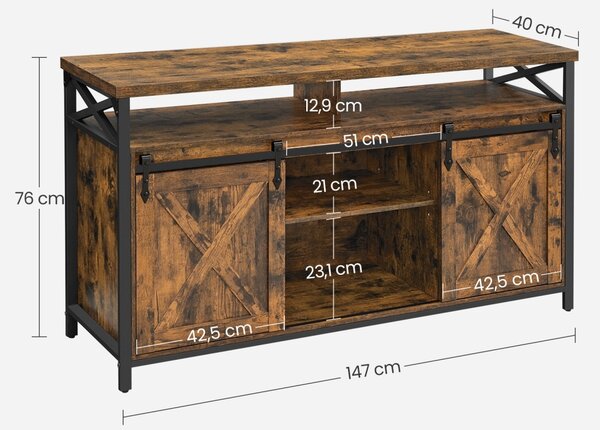 Comoda TV Daxton, Maro rustic, 147x40x76 cm