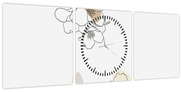 Tablou - Flori bej cu fluture N⁰2 (cu ceas) (90x30 cm)