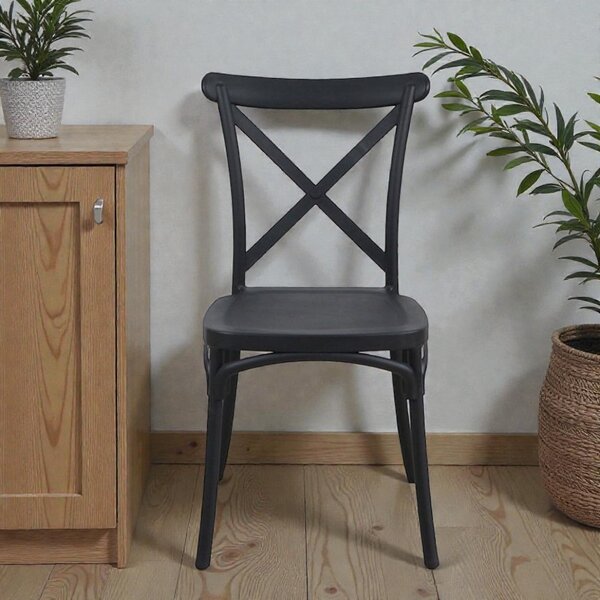 Scaun de bucatarie, stil clasic, inaltime 88 cm, polipropilena, negru