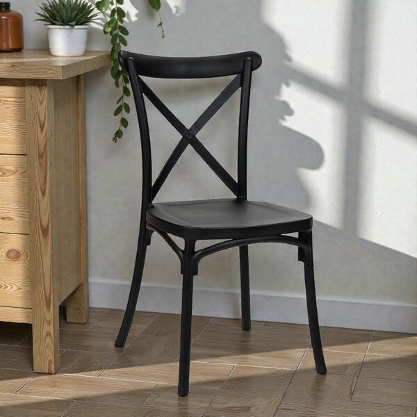 Scaun de bucatarie, stil clasic, inaltime 88 cm, polipropilena, negru