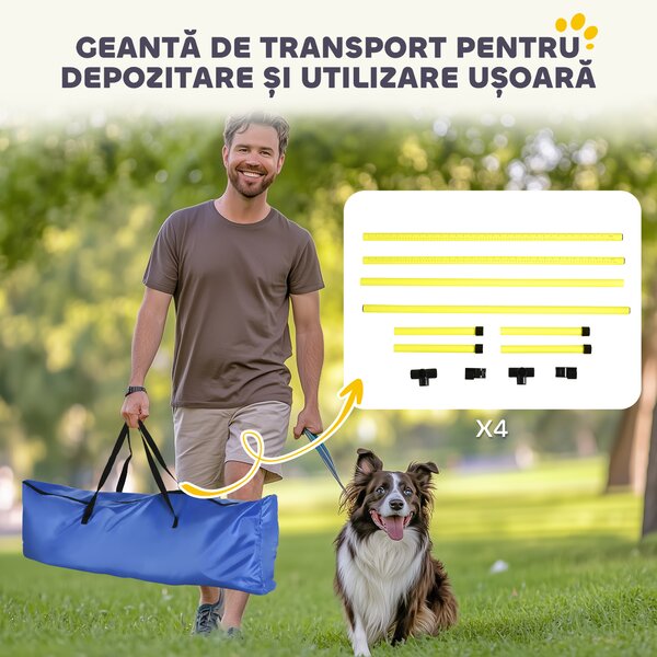 PawHut set din 4 obstacole pentru caini reglabile pe inaltime, 99x71x95, albastru | Aosom Romania