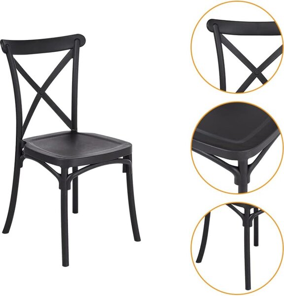 Scaun de bucatarie, stil clasic, inaltime 88 cm, polipropilena, negru