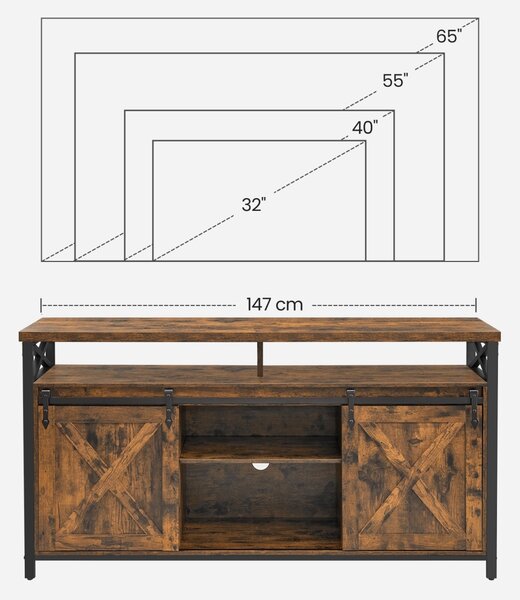 Comoda TV Daxton, Maro rustic, 147x40x76 cm