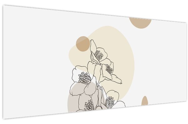 Tablou - Flori bej cu fluture N⁰4 (120x50 cm)