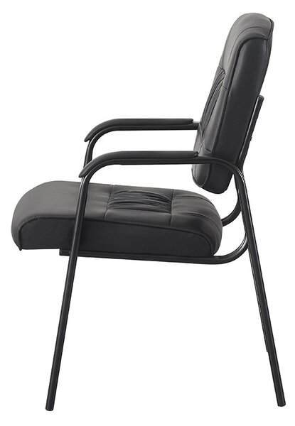 Scaun de conferinta, piele ecologica si spuma, cotiere captusite, negru
